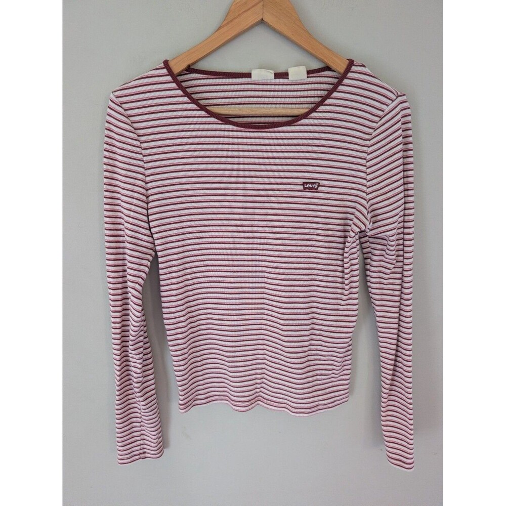 Levi's Pink Red Stripe Rib Shirt Size M
